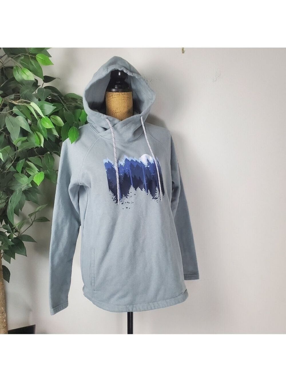 Columbia Fir Wood Tree Graphic Gray Hoodie Women's Medium